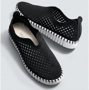 Ilse Jacobsen, Tulip 139 Perforated Slip-On Sneaker, Black, Size 7US/37EU